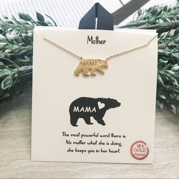 Gold Dipped Mama Bear Charm Necklace - Picture 2 of 3